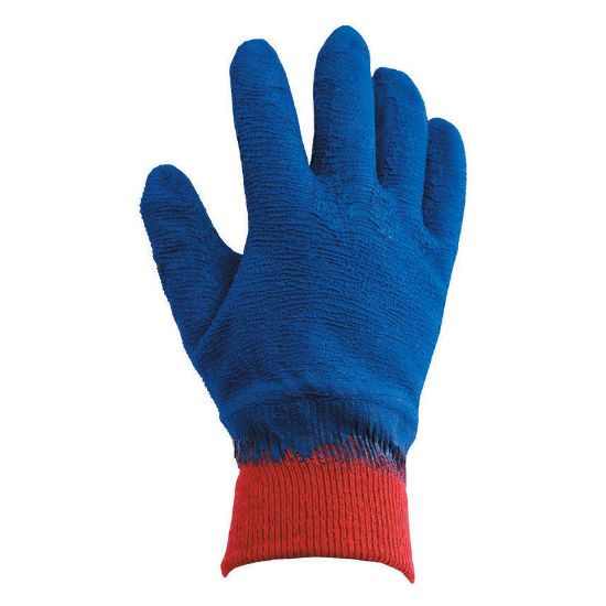 Polyco Blue Grip Glove, Crinkle Latex Coating,