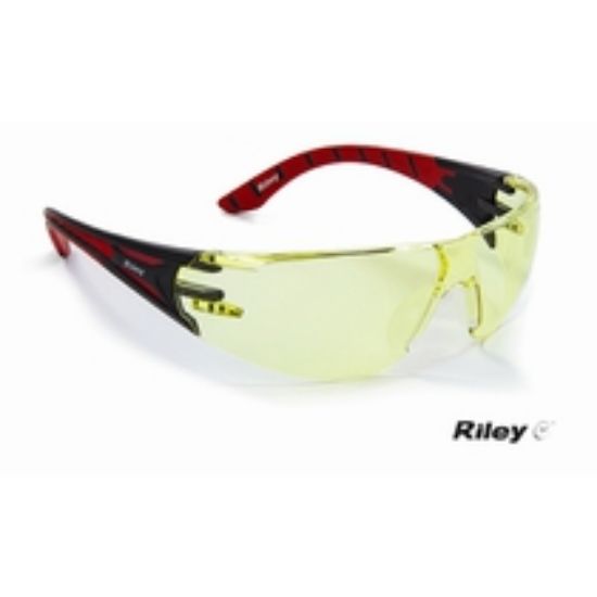 Picture of Riley Stream Safety Specs, Amber Lens Red/ Black