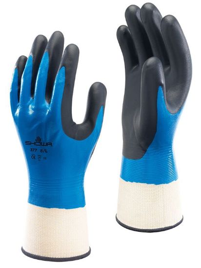 Picture of Showa Nitrile Foam Grip Glove, Blue/Black