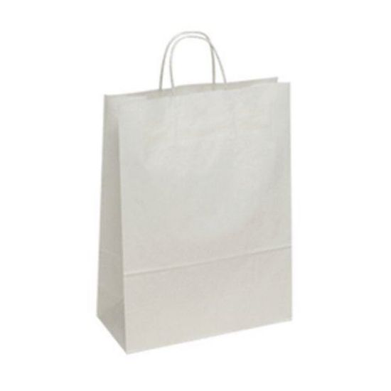 Picture of Pure Kraft Paper Carrier Bag, Small, White, 250/Case