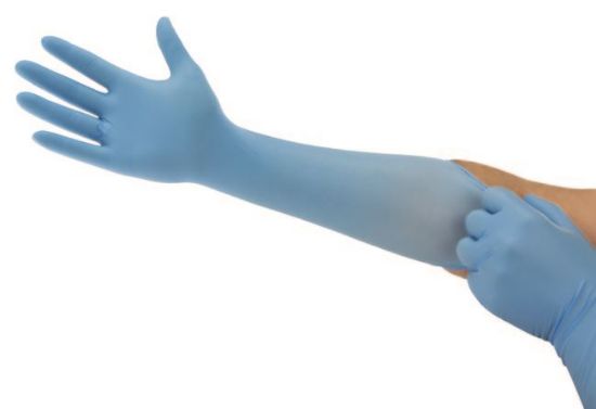Picture of Disposable Nitrile Glove With Extra Long Cuff, Blue, 100/Box