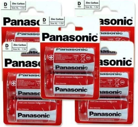 Picture of Panasonic D cell Zinc Carbon Single Use Batteries, 2 Pack