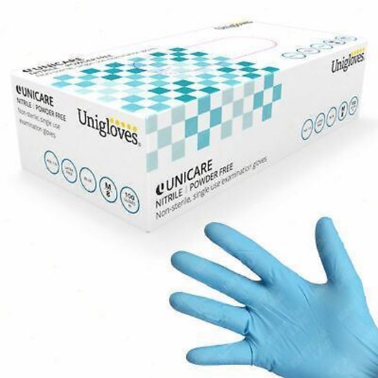 2 Boxes 200 Unigloves 400 Blue Nitrile Powder Free Latex Free Disposable Gloves 