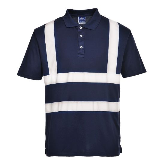 Picture of Portwest Iona Polo shirt, Navy W/Reflective Tape