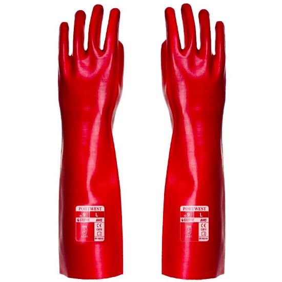 Picture of Portwest PVC Gauntlet, Red, Size XL