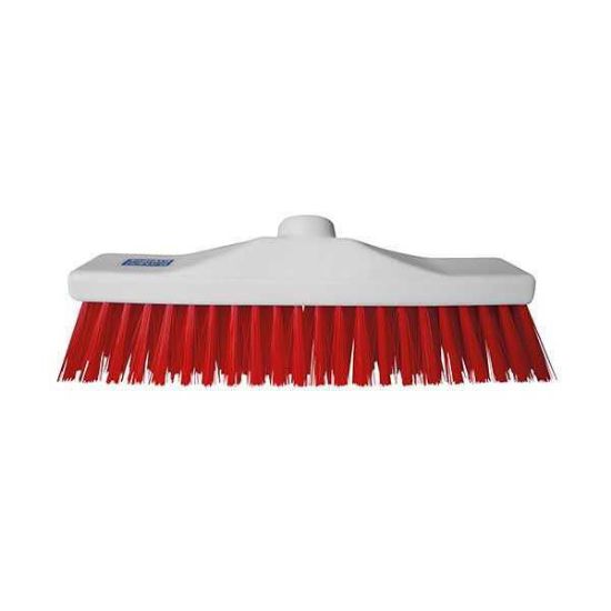 30cm Colour Coded Stiff Broom, rED