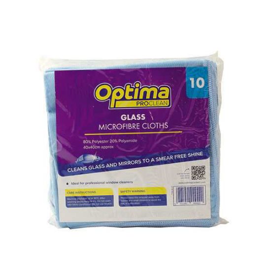 Blue Microfibre Cloth Optima Glass (10 Pack)