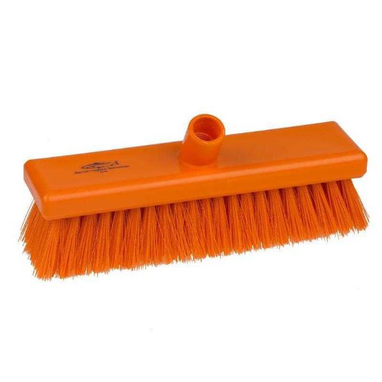 Medium Crimped 12 inch Flat Sweeping Broom, Orange