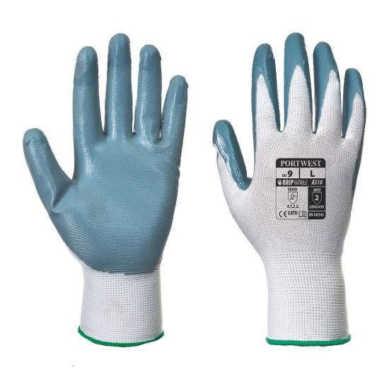 Flexo Grip Nitrile Coated Glove, Grey/White