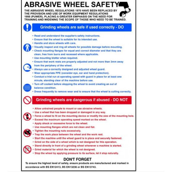 Picture of Safety Poster Abrasive Wheel, RPVC, 400 X 600mm,