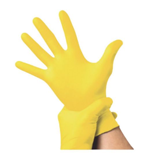 Picture of Bodytech Heavy Duty PF Nitrile Examination Gloves, Yellow, 1000/Case