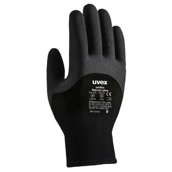 Picture of Uvex Unilite Thermo Plus Black Polymer Coated Gloves