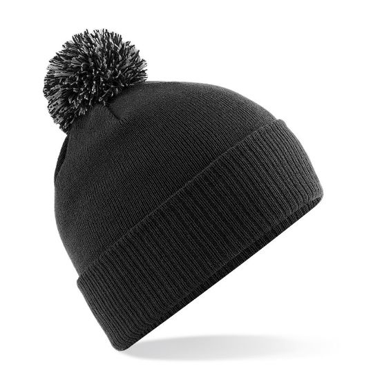 Beechfield Original Cuffed Beanie w/ Pom Pom, Black/Graphite