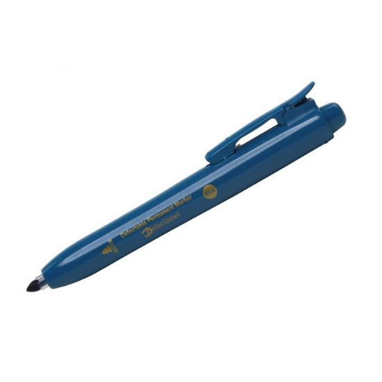Detectable Retractable Permanent Markers, Blue Ink, Chisel Tip
