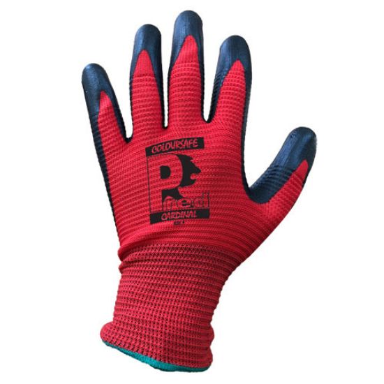 Picture of Pred Cardinal Nitrile Foam Ribbed Glove, Red/Black, Size 10