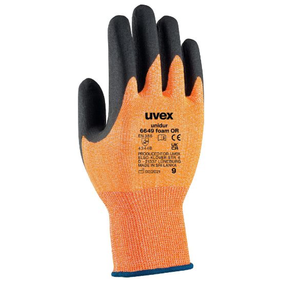 Picture of Uvex Unidur Fibre Liner Glove, Orange/Black