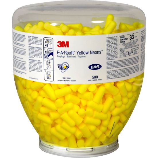 Picture of 3M™ E-A-R™ E-A-Rsoft™ Yellow Neons™ Earplugs, 36 dB, Refill Bottle, 500 Pairs/Bottle, PD-01-002