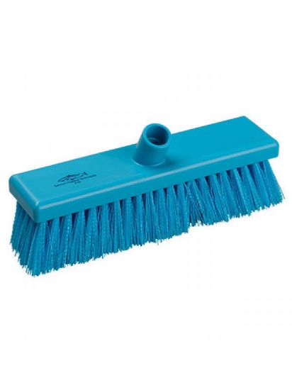 Medium Crimped 12 inch Flat Sweeping Broom, Blue
