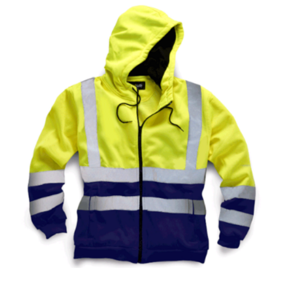 Picture of Hi Vis Two-Tone Zipped Hoodie, Yellow/Navy