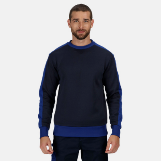 Men's Contrast Crew Neck Sweater Navy New Royal Blue