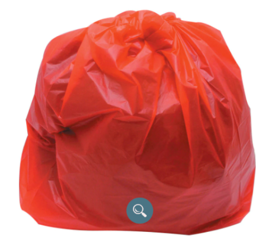 red bin liner, red refuse sack