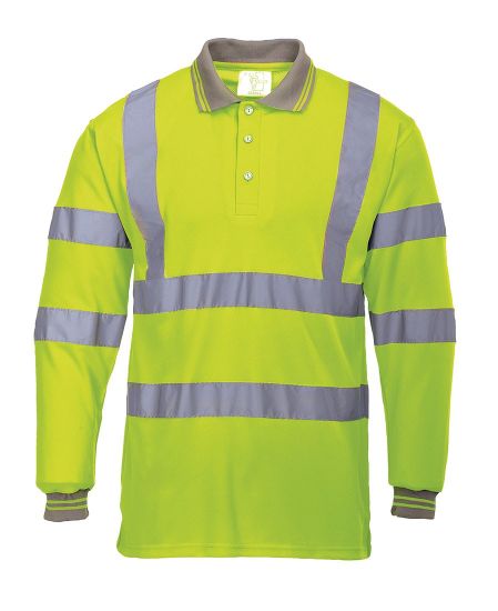 Picture of Hi-Vis Long Sleeved Polo Shirt, Yellow, Size 4XL