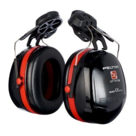 3M Peltor Optime III Earmuff, 34Db, Helmet Mounted Black/Red