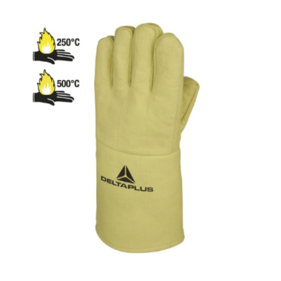 Delta Plus TERK500 Xtrem Heat/Cut Resistant Gloves, Yellow, One Size