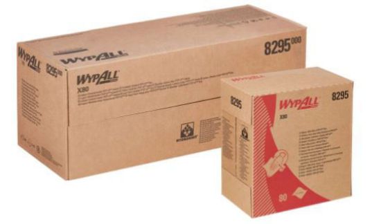 WypAll® X80 Cloths 8295, 5 Pop-Up Boxes x 80 blue, 1 ply cloths