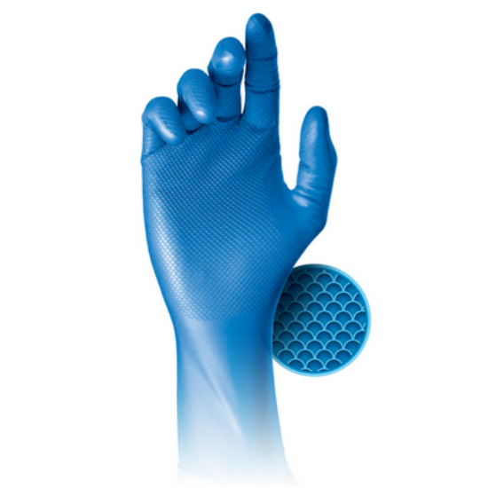 Grippaz Blue Fish Scale Gloves, Nitrile, PF