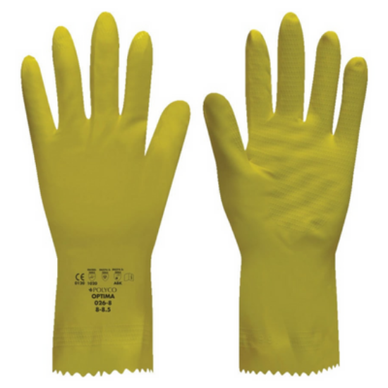 026 Optima Yellow M/Weight Rubber Gloves