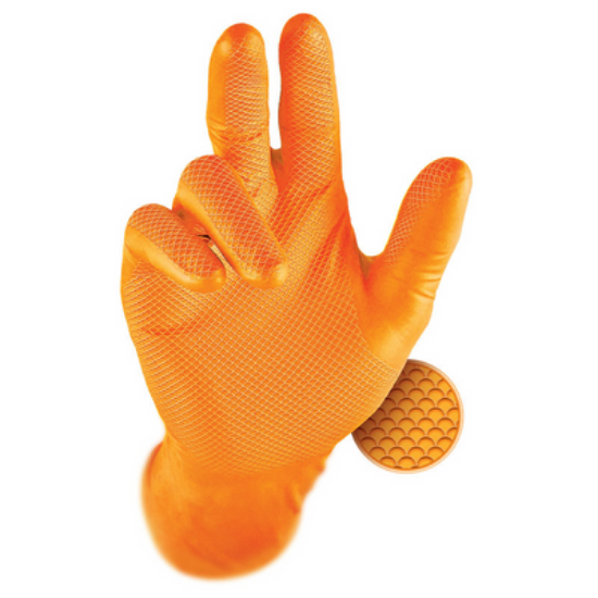 Picture of Orange Fish Scale Gloves, Nitrile, PF, 500/Case