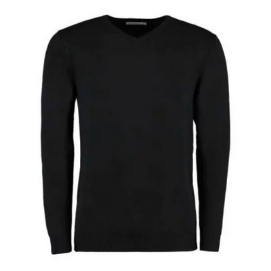 Kustom Kit Men's Arundel V-Neck Long Sleeve Sweater, Black