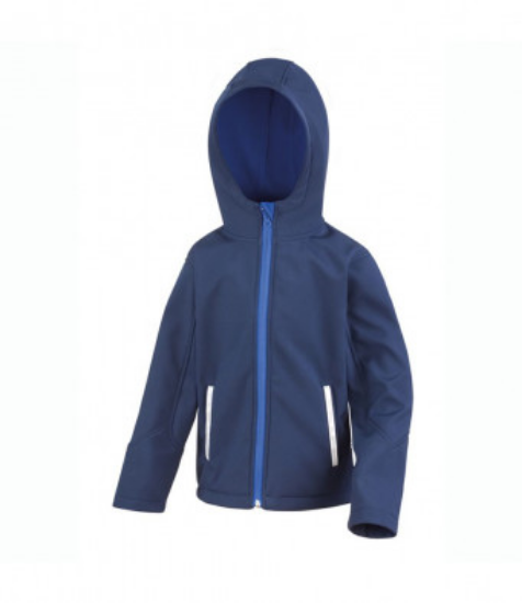 Picture of Navy Kids Result Softshell Jacket, C/W Hilltop Dancers Dergina Logo