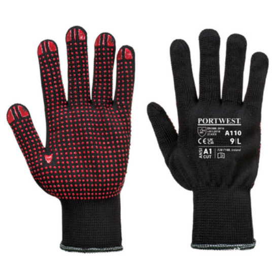 Picture of Nylon Polka Dot Glove PVC, Black, Size XL