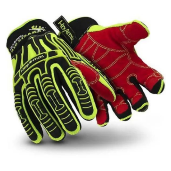 Picture of Polyco Rig Lizard Impact Glove, Green/Red, Size L