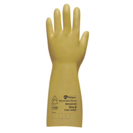 Picture of 36cm Class 0 Rubber Electricians Glove, Max AC Voltage 1000V, Size 9