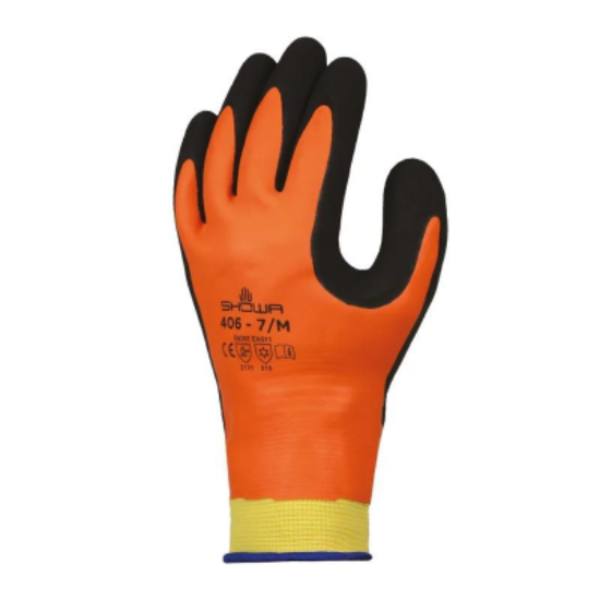 Picture of Showa 406 Latex Coated Glove, Orange/Black, Size XL/9