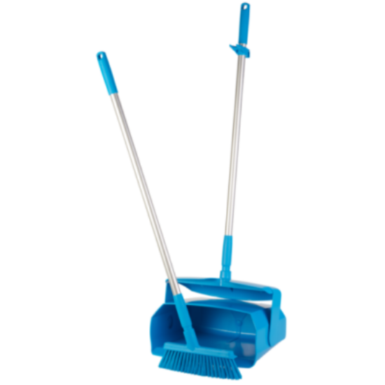Picture of Dustpan Set, Closable with Broom, 350mm, Medium, Blue, Each