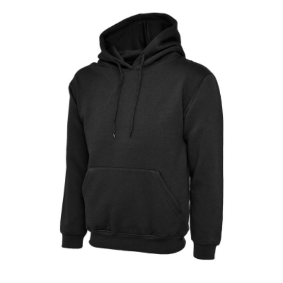 Uneek Classic Hooded Sweatshirt, Black
