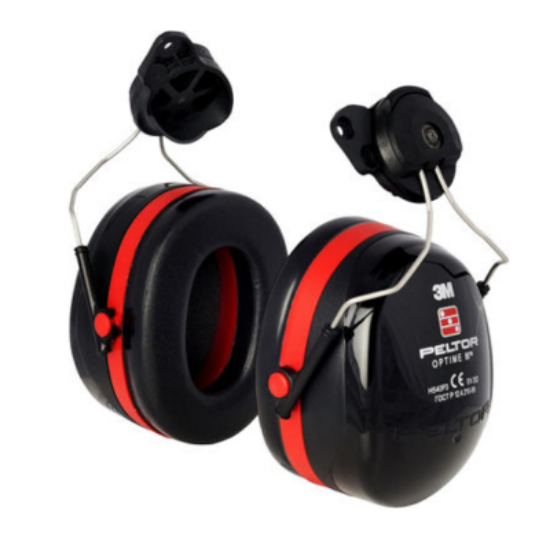 Picture of 3M™ PELTOR™ Optime™ III Earmuffs, 34 dB, Black/Red, Helmet Mounted, H540P3EA-413-SV