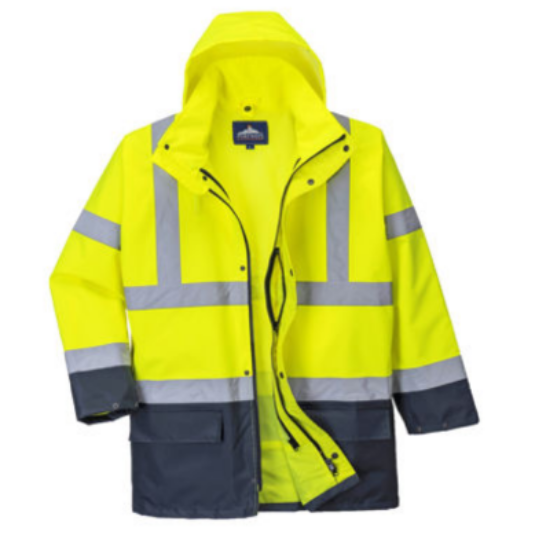 Picture of Portwest Essential 5-in-1 Two-Tone Jacket, Yellow/Navy, Size XS