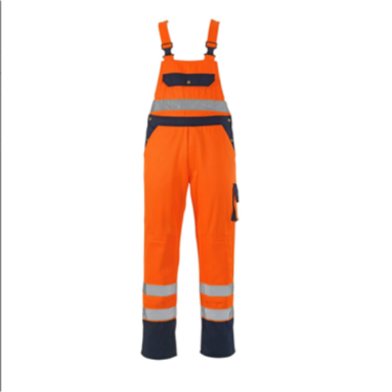 Picture of MASCOT MILANO BIB & BRACE, Orange/Navy, Kneepad Pockets, Size 36L