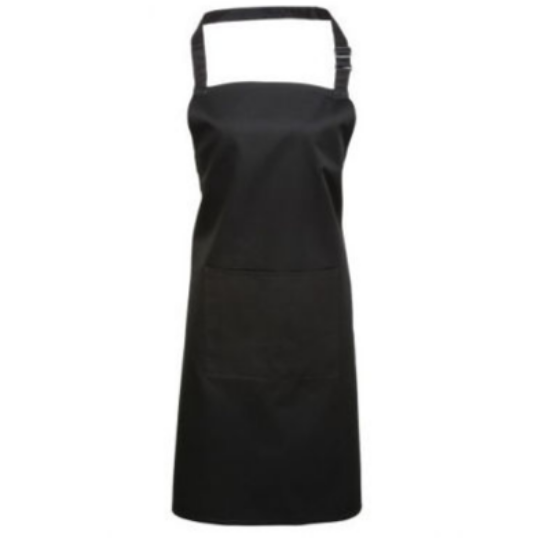 Picture of Premier 'Colours' Bib Apron with Pocket, 1 Size, Black