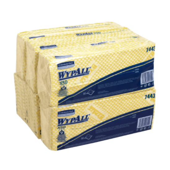 Picture of WYPALL X50 CLEANING CLOTHS-INTERFOLDED, Yellow, 6/Case