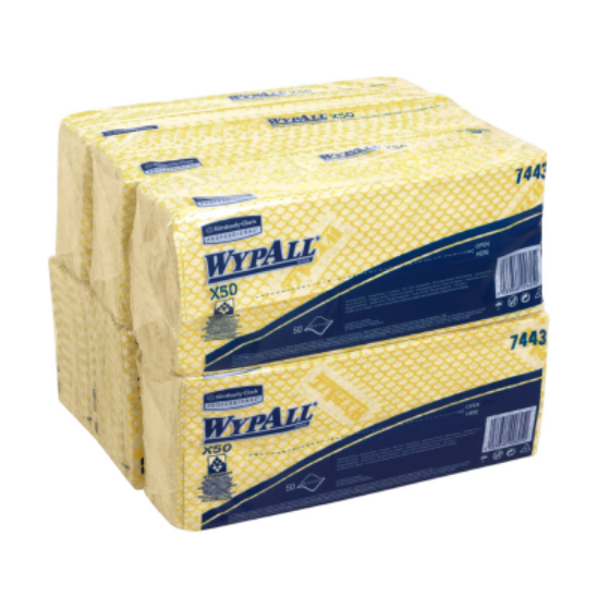 Picture of Wypall X50 Cleaning Cloths-Interfolded, Yellow, 6/Case