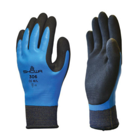Picture of Showa Dual Coated Latex Gloves, Blue/Black
