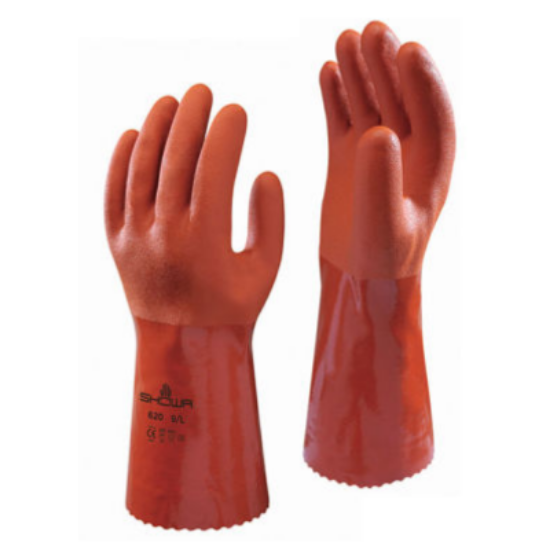 Showa 30cm PVC Coated Glove, Orange,