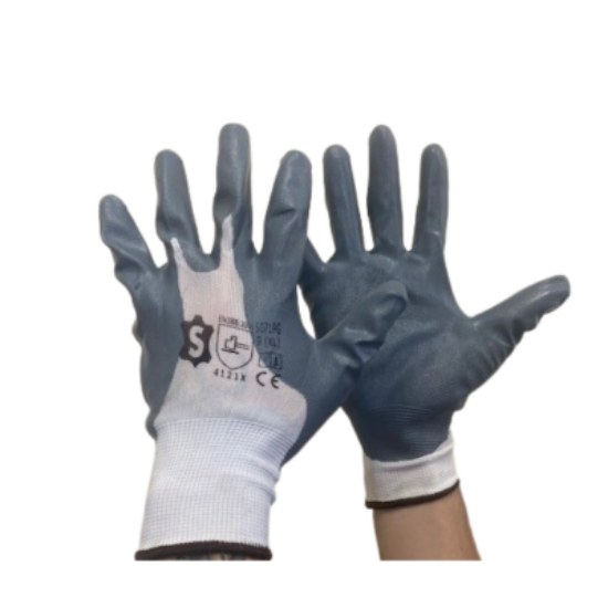 Picture of NITRILE COATED NYLON GLOVE, WHITE/ GREY PALM, PAIR, SIZE XL