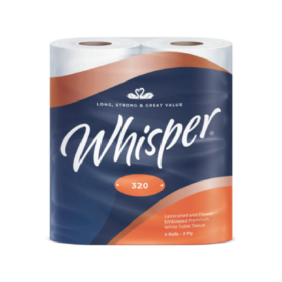Picture of WHISPER, 320 SHEET LUXURY TOILET ROLL, 2PLY, 36/CASE, CASE